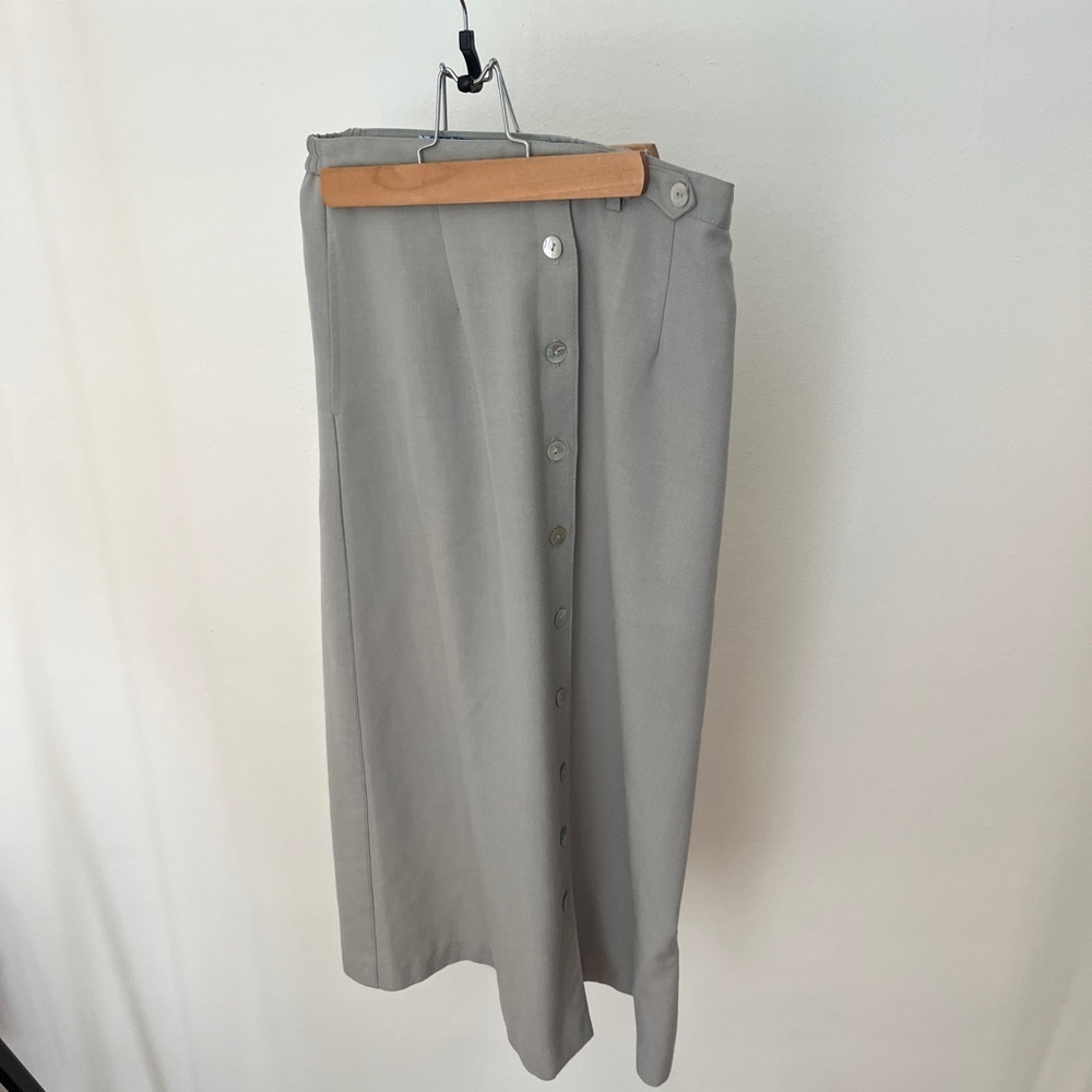 Vintage Sage Green Button-Down A-Line Skirt - Picture 1 of 8